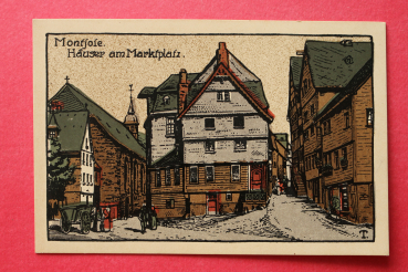 Postcard Litho PC Monschau Montjoie 1905-1925 Market Square Street Houses Town architecture NRW